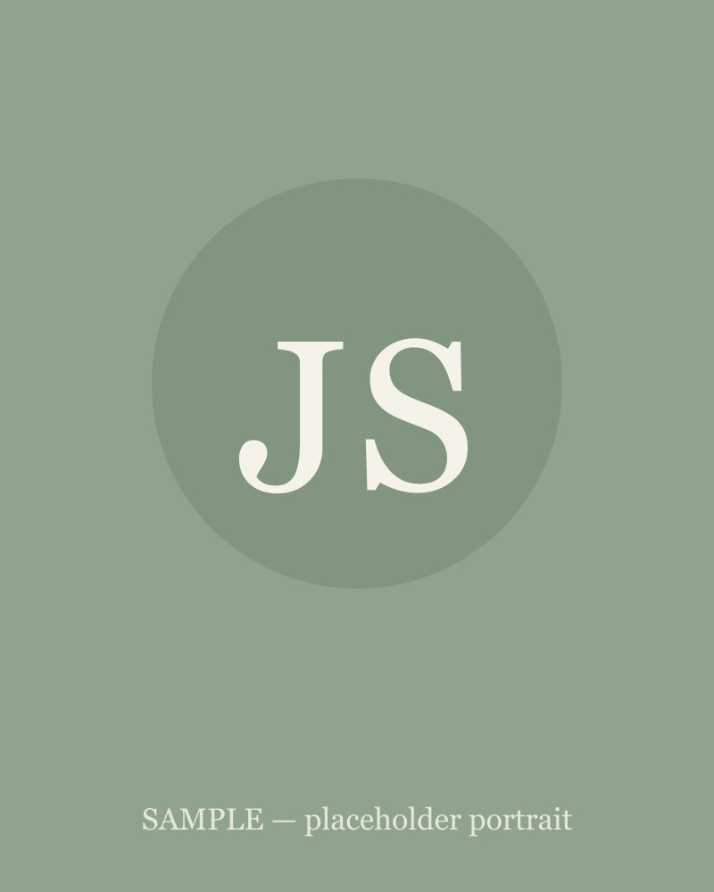 Sample placeholder portrait with initials JS (generated image, not a real person)
